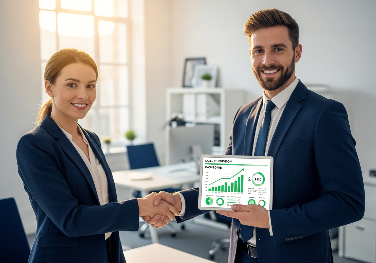 EPOS Direct reseller partnership — two business professionals celebrating commissions